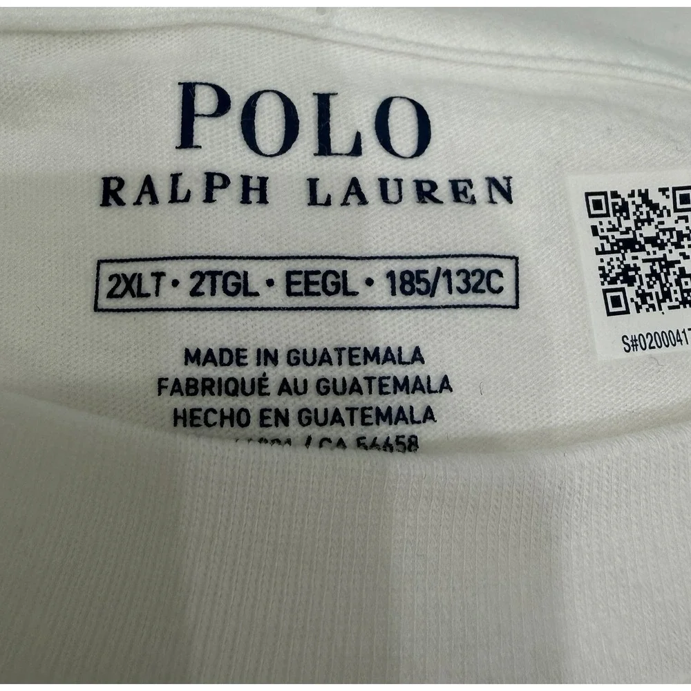 Polo Ralph Lauren White Script Graphic Short Sleeve T-Shirt Men's 2XLT NWT